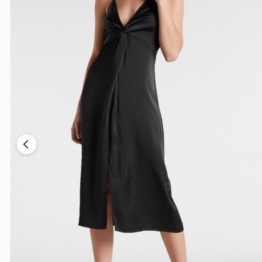 Express Black Twist-Front Midi Dress